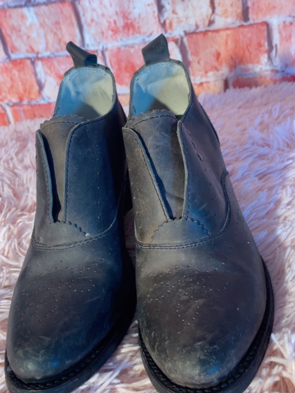 freebird Navy Blue Leather Slip-On Ankle Boot